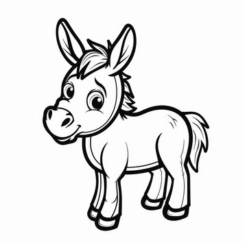 recommend clip art:   A cartoon donkey with a broad grin, outlined in black against a pristine white backdrop