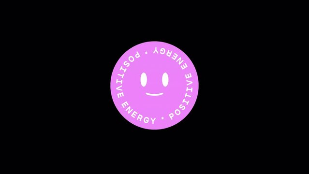 Animated retro Y2K Sticker Positive Energy on transparent alpha channel with brutalism aesthetics.