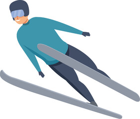 Cross ski champion icon cartoon vector. Active adult. Fly ramp travel