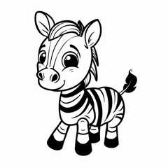 Fototapeta premium A zebra featuring stripes on its body is depicted in this black-and-white image, against a plain black-and-white background