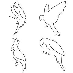 parrot group of black icons on a white background. Vector illustration.