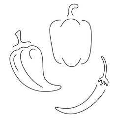 pepper group of black icons on a white background. Vector illustration.