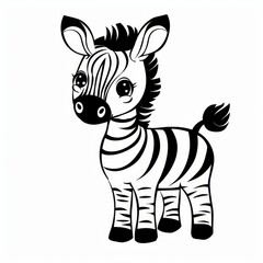 Fototapeta premium A zebra with contrasting black and white stripes on its face, positioned against a pristine white background