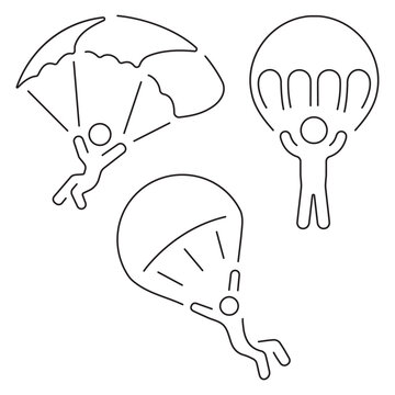 parachutist group of black icons on a white background. Vector illustration.