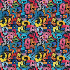 Obraz premium Multicolored Pattern of Letters and Numbers