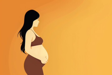 Pregnant woman in profile with hand on belly in autumn colors