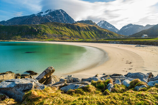 lofoten islands, Norway: view of  haukland beach close to Leknes