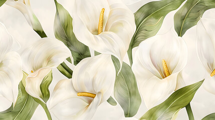 Fototapeta premium Romantic white callas pattern background