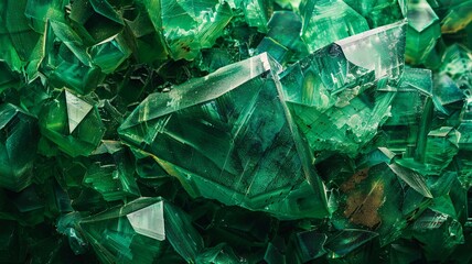 Vivid green crystal texture, abstract background - This image showcases a vibrant green crystaline structure offering a mesmerizing and detailed abstract background