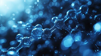 Abstract blue science technology background with molecules