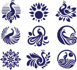 Obraz premium Peacock logo icon set