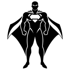 Fototapeta premium Outline of a superman with black and white outline for a kids coloring book