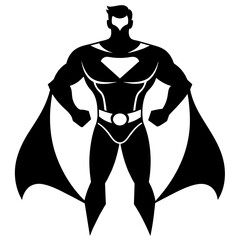 Outline of a superman with black and white outline for a kids coloring book