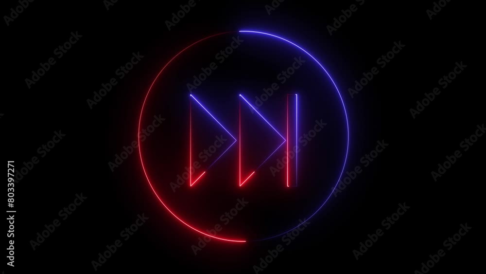 Aufkleber next button neon shine fast forward button with neon circle. fast forward icon glowing neon animatio