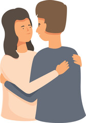 Couple attraction embrace icon cartoon vector. Care love. Diverse people