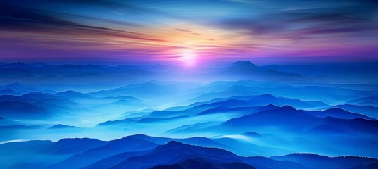 Breathtaking sunset scenery over the majestic mountain landscape in vibrant colors