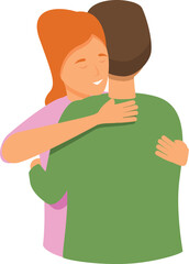 Embrace couple emotion icon cartoon vector. Support care. Mature portrait