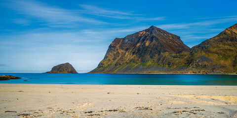 lofoten islands, Norway: view of  haukland beach close to Leknes