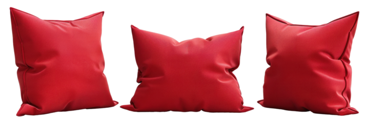 Red pillow, different versions, set, transparent or isolated on white background