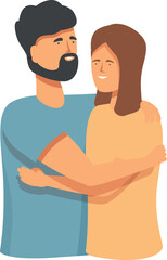 Family couple embrace icon cartoon vector. Love support. Care romantic emotion