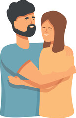Fototapeta premium Family couple embrace icon cartoon vector. Love support. Care romantic emotion