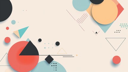 creative colorful geometric shape triangle circle dot and line, minimal modern trend design elements abstract background, banner , flyers design, Generative Ai	