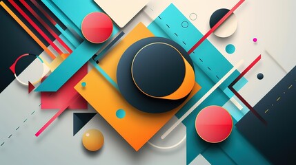 creative colorful geometric shape triangle circle dot and line, minimal modern trend design elements abstract background, banner , flyers design, Generative Ai	