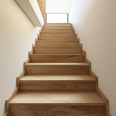 Contemporary natural ash wood staircase in modern new house interior for elegant living
