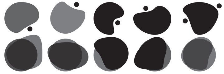 Organic colorful blob shapes. Round abstract organic shape collection. Pebble, drops and stone silhouettes. Random abstract liquid organic irregular blotch shapes. Collection of modern forms
