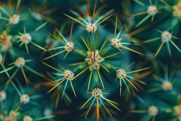 A close-up of a vibrant green cactus with spiky needles.