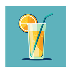 Vector illustration of a glass of lemonade on a colorful background