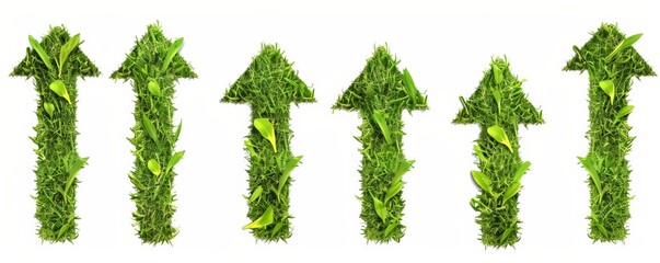 Green grass arrows set isolated on white