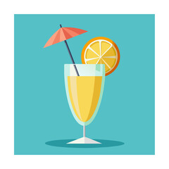 Vector illustration of a glass of lemonade on a colorful background
