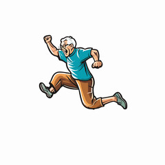 Elderly Jump: Active Senior Silhouette