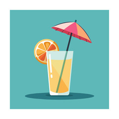 Vector illustration of a glass of lemonade on a colorful background