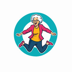Active Aging: Senior Person Jumping