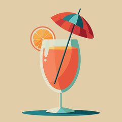 Vector illustration of a glass of lemonade on a colorful background