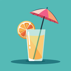 Vector illustration of a glass of lemonade on a colorful background