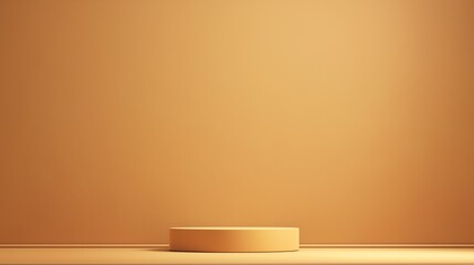 Exhibition podium for a variety of goods in light brown and peach colors background