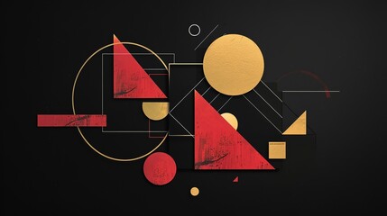 creative colorful geometric shape triangle circle dot and line with grungy noise texture, minimal modern trend design elements abstract background, banner , flyers design, Generative Ai