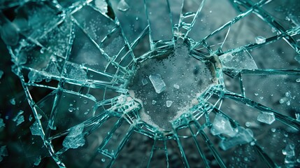 Broken glass into small and large pieces background