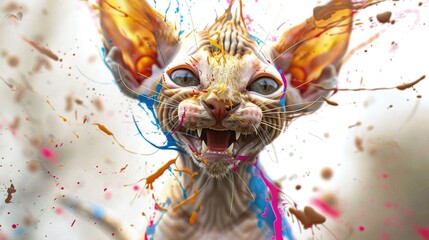   A painting of a Sphyrrah with its mouth open, showing the intricate details of the Sphyrrah's body and facial features