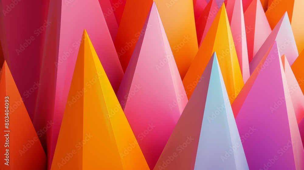 Poster Colorful 3d triangles creating a dynamic and modern abstract pattern
