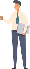 Office manager coffee break icon cartoon vector. Workaholic working. Task paper