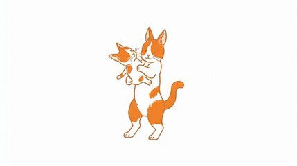 Obraz premium Drawing of a dog and cat on a white background with an orange outline on the left