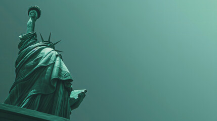  Statute of Liberty in New York Harbor, extreme closeup, minimalist photo, high resolution photography, text space