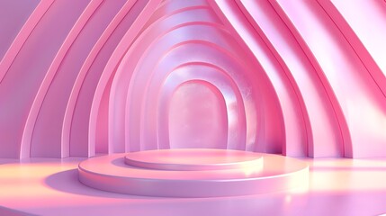 Fototapeta premium geometry obit around creative thinking with base pedestal dynamic wave pattern pastel stage layout and background