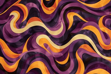 Dynamic abstract wallpaper with black, amethyst, plum, and butterscotch yellow patterns, playing with negative space and subtle confusion.