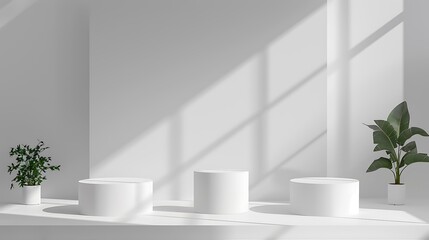 Minimal white pedestal design for product show