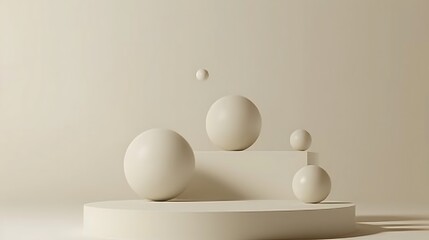 Minimalistic podium with spheres design for product presentation